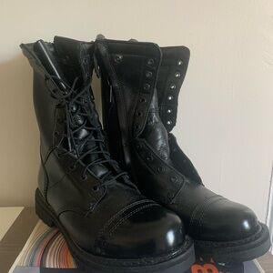 Black Leather Combat Boots